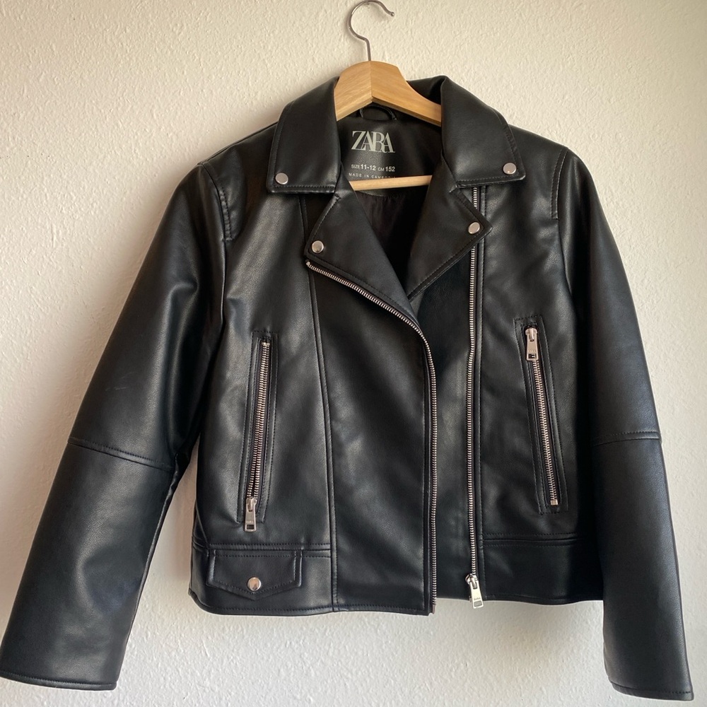 Zara Kids Girls Vegan Leather Moto Jacket size 11-12 Teen